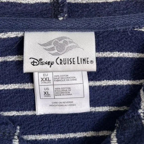 Disney Cruise Lines Blue Striped Terry Knit Full Zip Hoodie - Picture 2 of 8